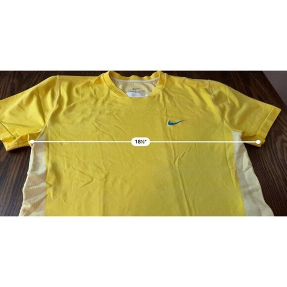 Men's Nike Dri-Fit Fitted Shirt Men’s Large Yellow /White Top Breathable tee - Picture 8 of 16